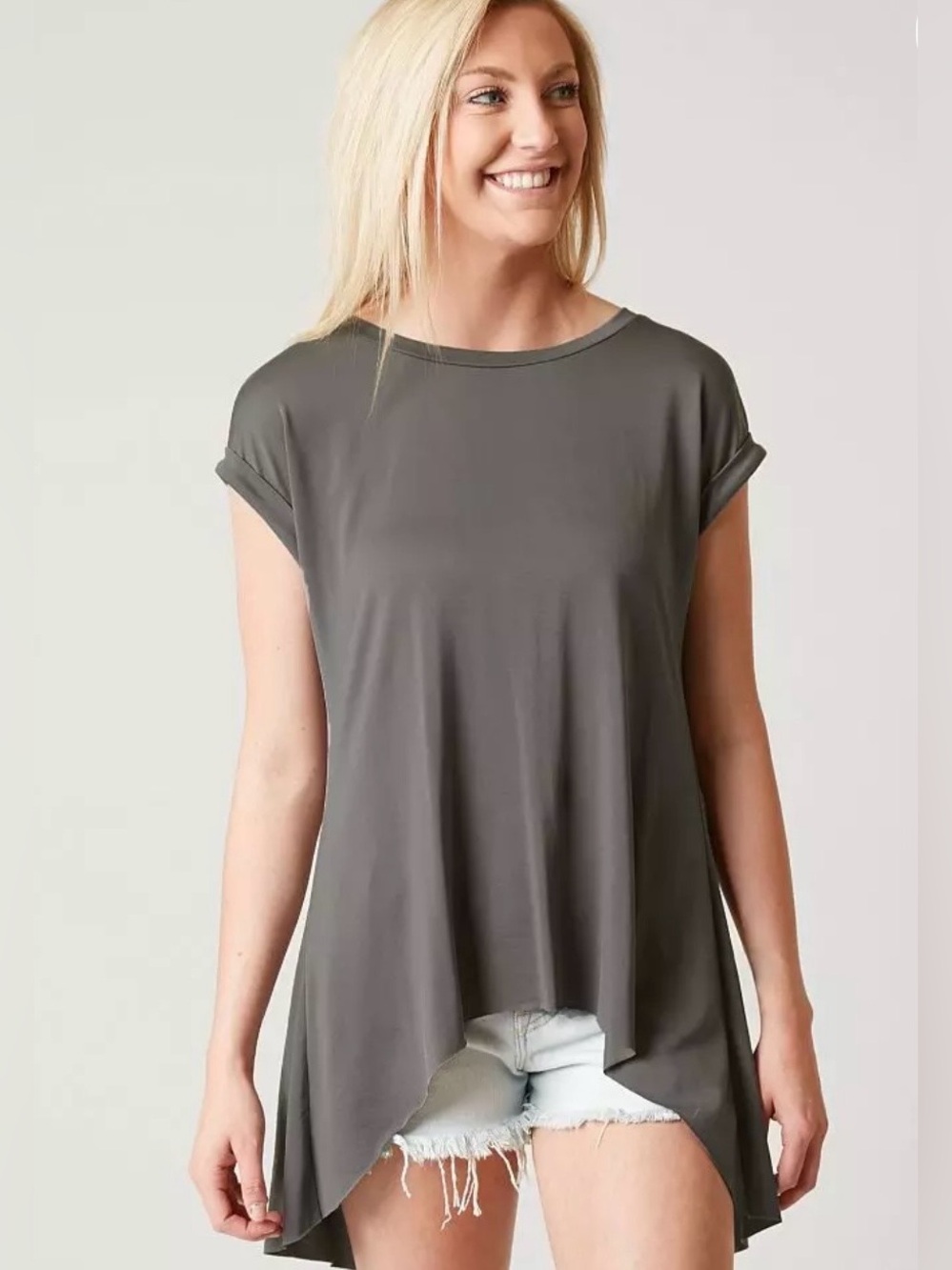Gray High-Low Tunic with Split Back